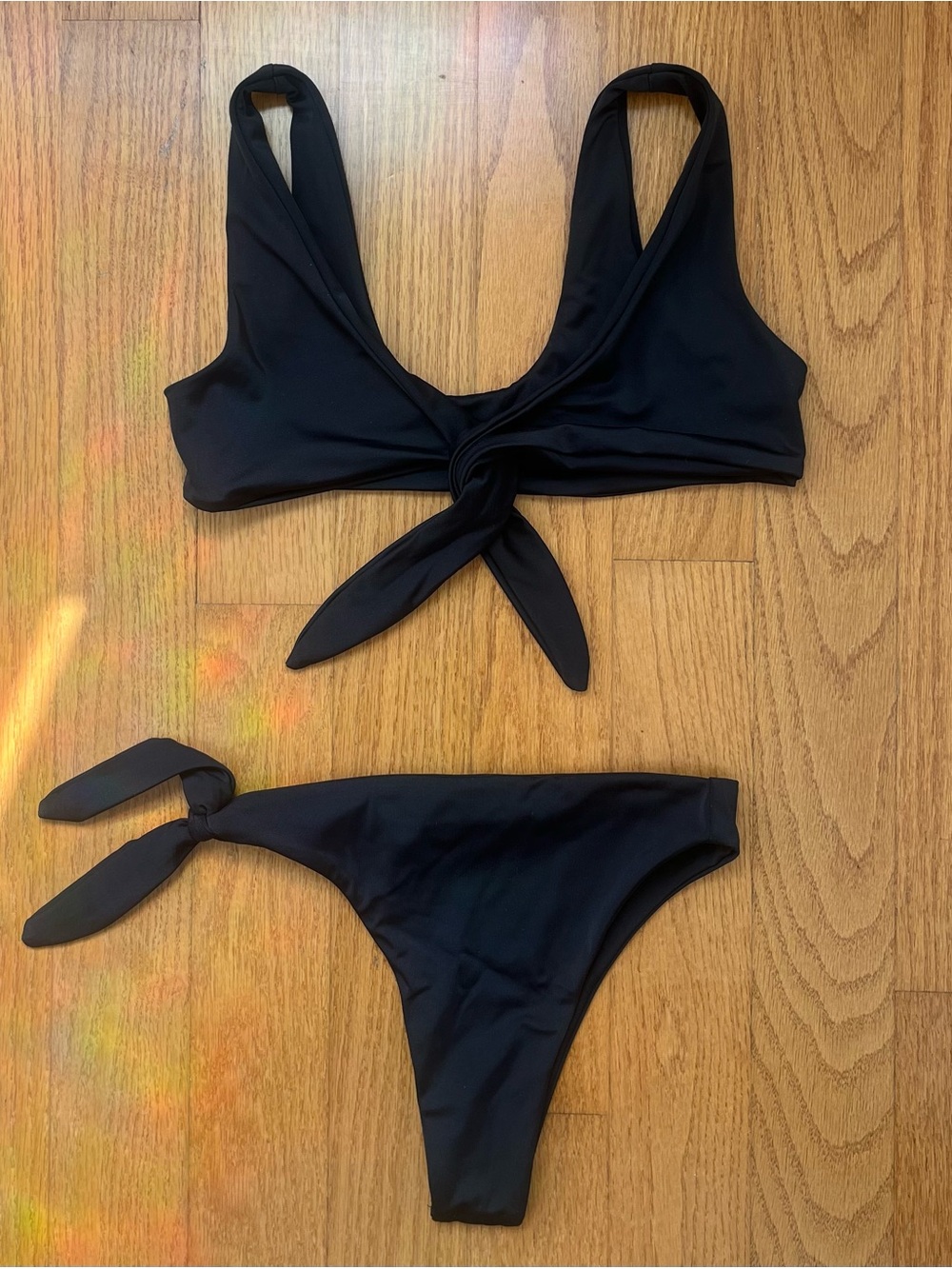 Inamorata black tie up bikini swim set in XS